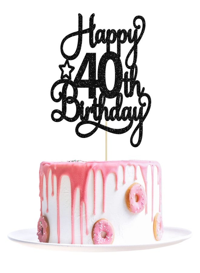 ايفلين عبوة واحدة من زينة كعكة عيد الميلاد الأربعين باللون الأسود اللامع، مكتوب عليها "40 عامًا من الروعة"، مثالية للاحتفال بعيد الميلاد الأربعين. زينة كعكة عيد الميلاد الأربعين لحفلات الذكرى السنوية الأربعين. - Image 1